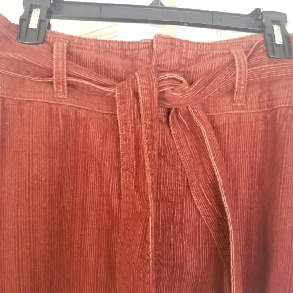 Rewash Rust Corduroy Skirt with Wide Self Belt